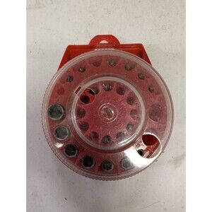Vintage Drill Bit Rotating Dispenser Plastic Red Clear Hanging or Tabletop